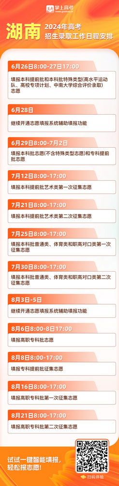 2024年湖南高考什麼時候報誌願？截止時間？